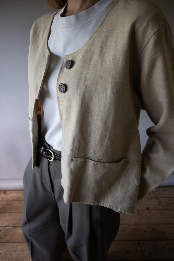 The heavy natural linen boxy fit jacket - Size up to 40 - Image 5