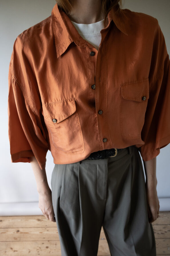 The 100% silk burnt orange oversized blouse - Size up to XL - Image 3