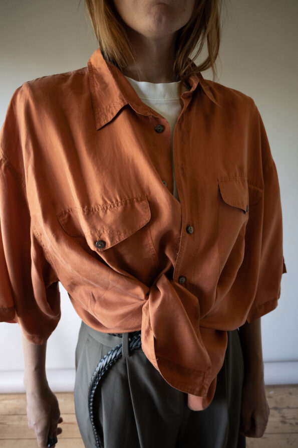 The 100% silk burnt orange oversized blouse - Size up to XL - Image 4