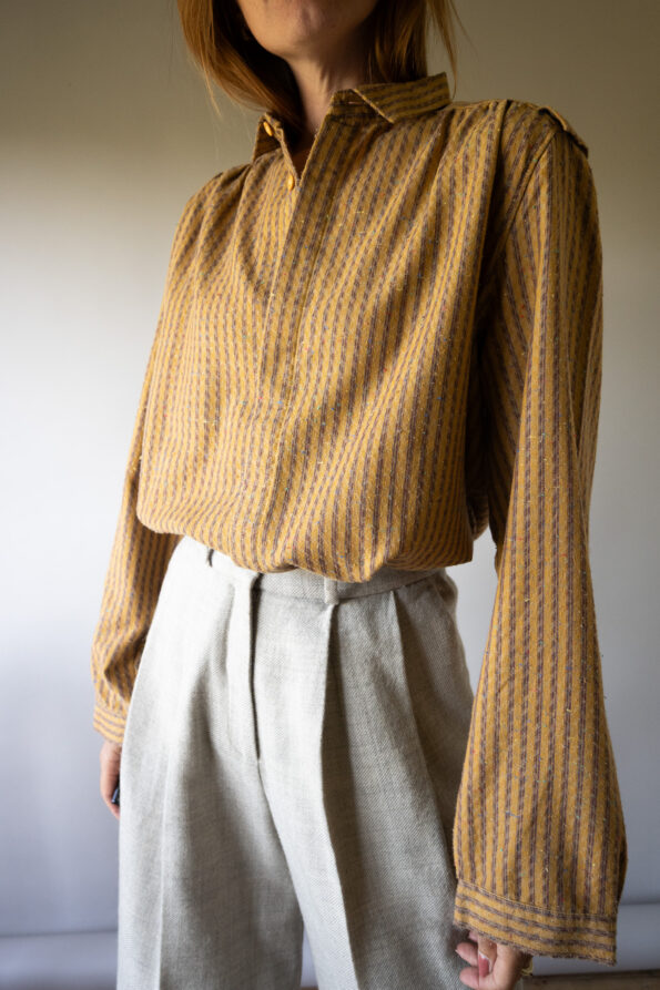 The jacquard ochre yellow detailed shirt - Size up to 40 - Image 3