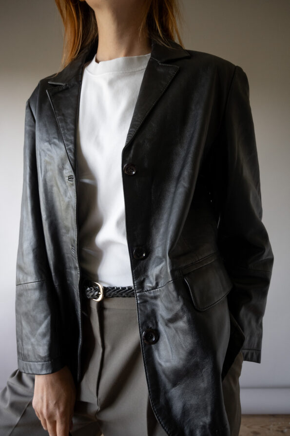 The black 100% leather blazer - Size up to 38 - Image 4