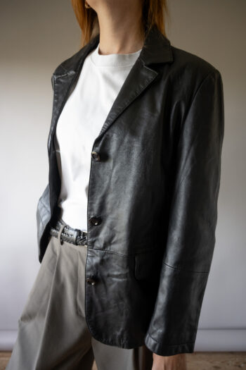 The black 100% leather blazer - Size up to 38