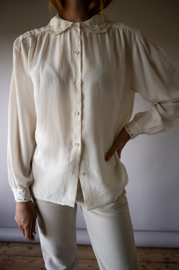 The openwork 100% silk blouse - Size up to 38 - Image 4
