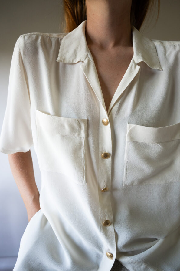 The 100% silk off white summer top - Size up to 38