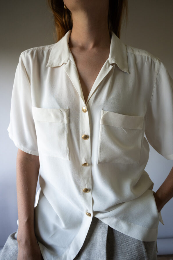 The 100% silk off white summer top - Size up to 38 - Image 2