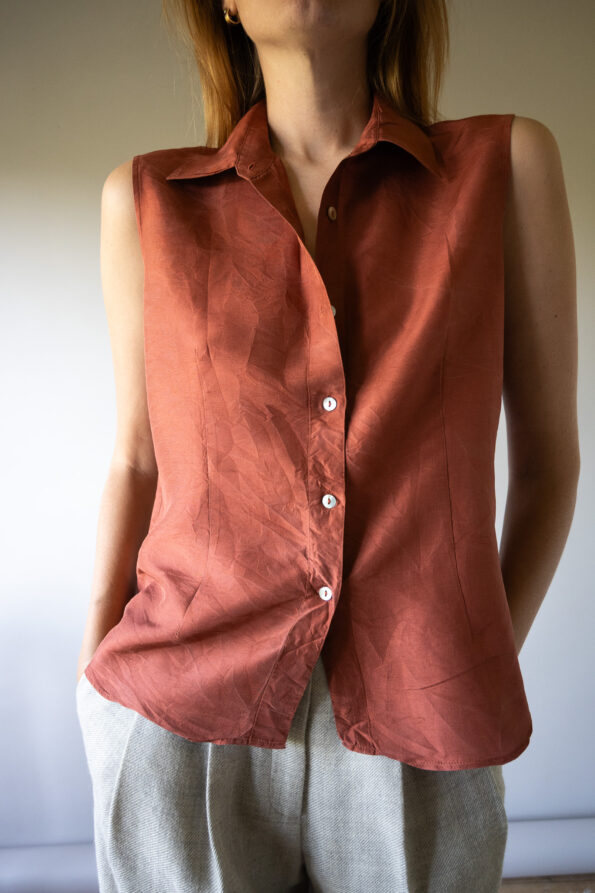 The sleeveless 100% silk brick top - Size up to 38 - Image 2