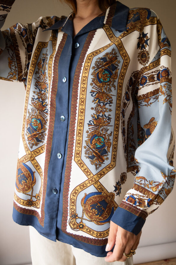 The mirror printed shirt in 100% silk - Size up to M