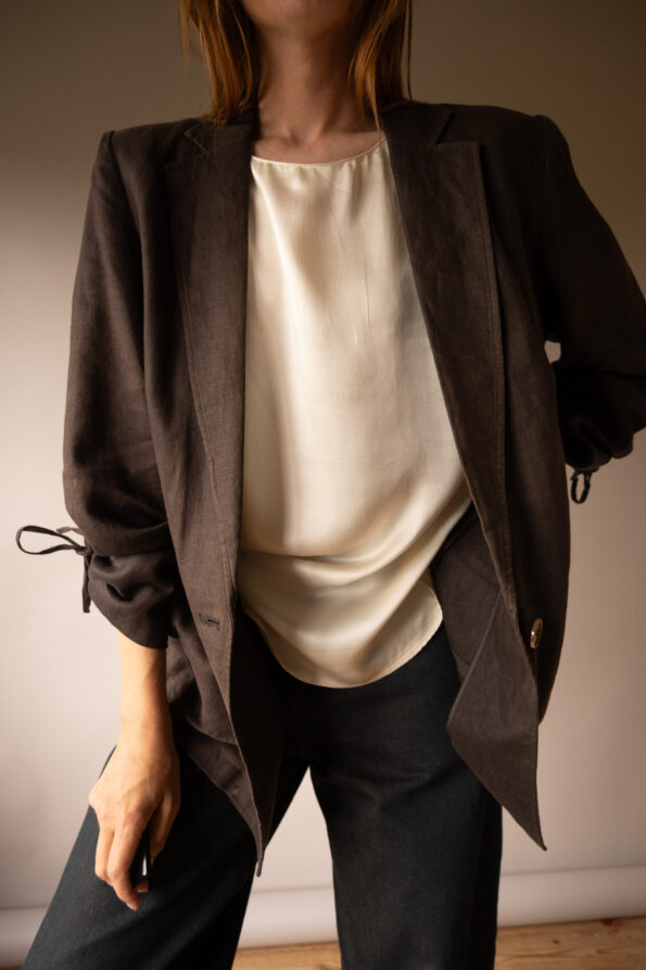 The deep brown linen blazer - Size up to M - Image 2