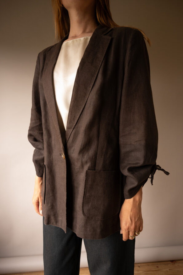 The deep brown linen blazer - Size up to M - Image 3