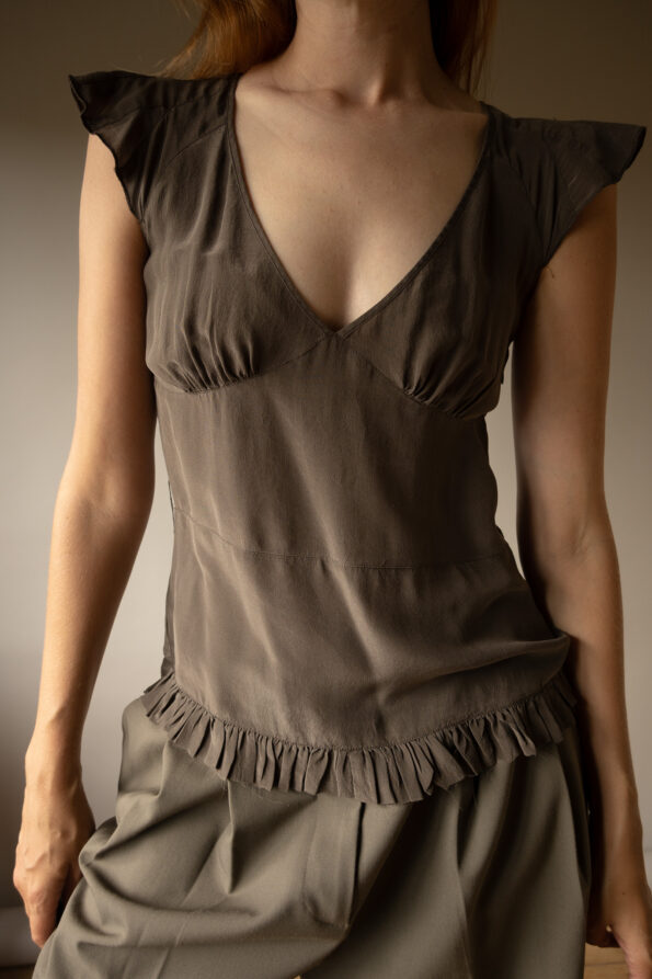 The 100% silk ruffle detail top - Size up to 36