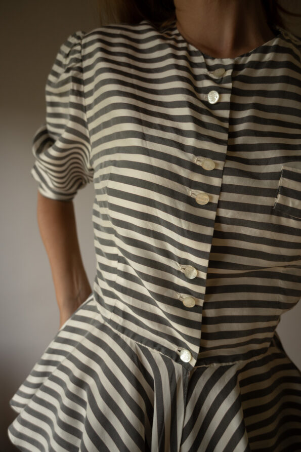 The 100% silk striped peplum top - Size up to small 36 - Image 6