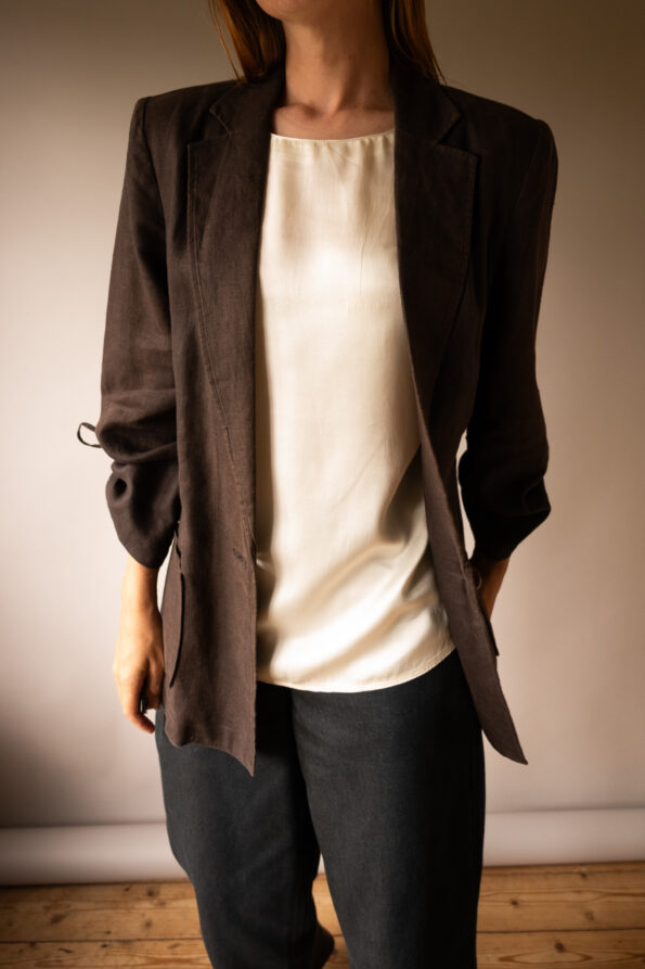 The deep brown linen blazer - Size up to M - Image 4