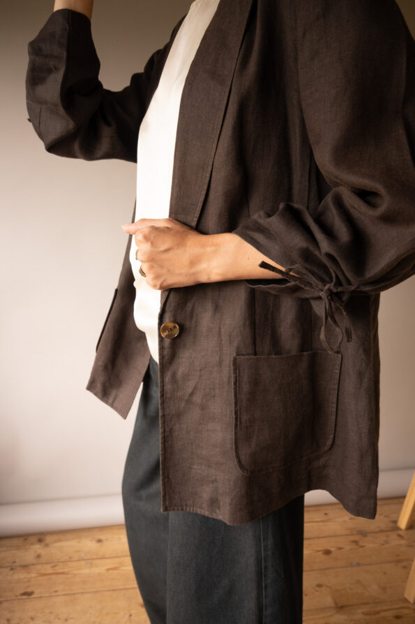 The deep brown linen blazer - Size up to M - Image 6