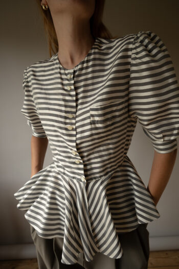 The 100% silk striped peplum top - Size up to small 36