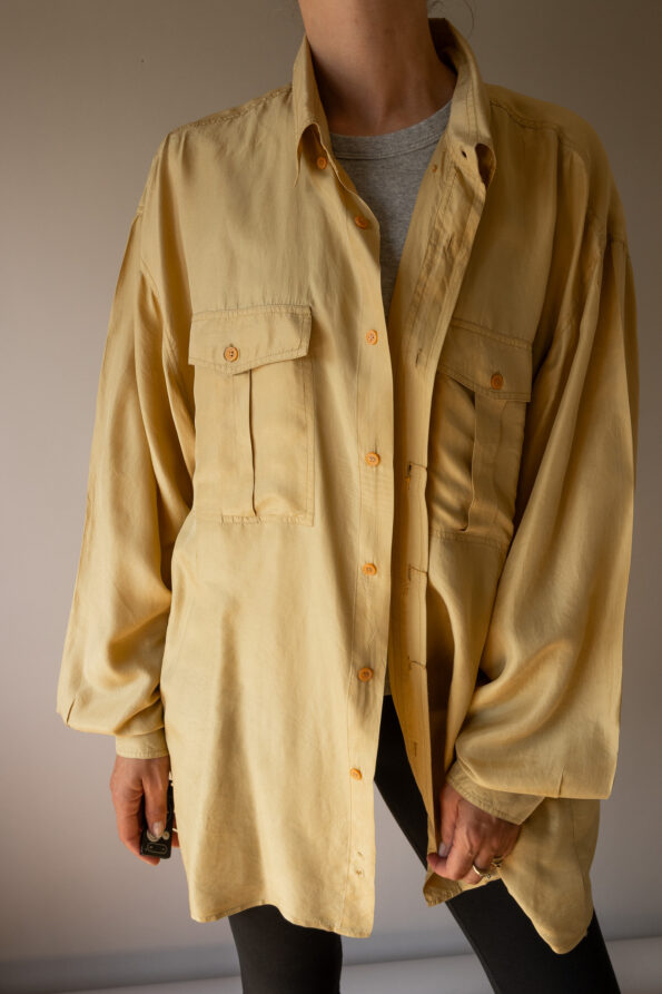 The 100% silk soft yellow shirt - Size up to 42 - Image 2