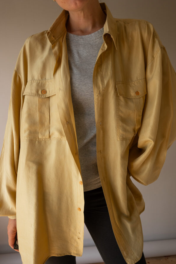 The 100% silk soft yellow shirt - Size up to 42 - Image 5