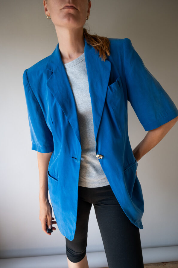 The 100% silk longline short sleeve blazer - Size up to 38
