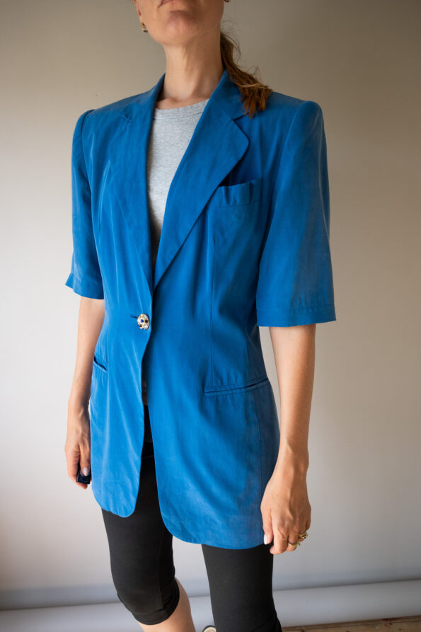 The 100% silk longline short sleeve blazer - Size up to 38 - Image 2