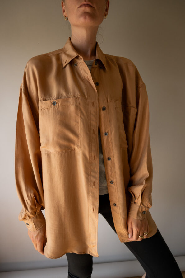 The 100% silk caramel beige shirt - Size up to XL - Image 2