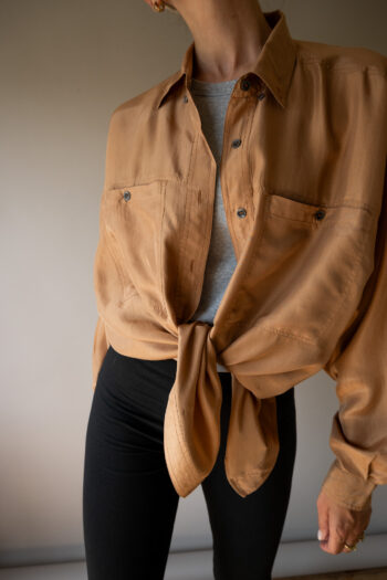 The 100% silk caramel beige shirt - Size up to XL