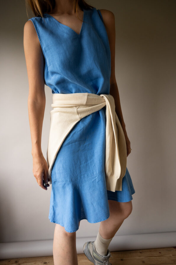 The 100% linen sky blue summer dress - Size up to M - Image 2