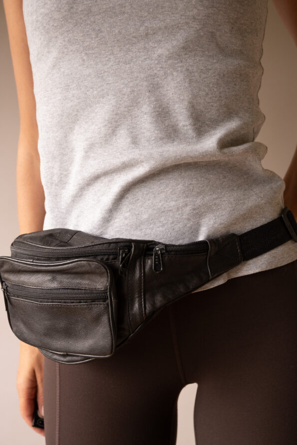 The 100% leather black bum bag - Image 2