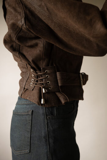 The chocolate brown 100% leather biker jacket - Size up to S
