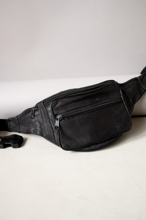 The 100% leather black bum bag