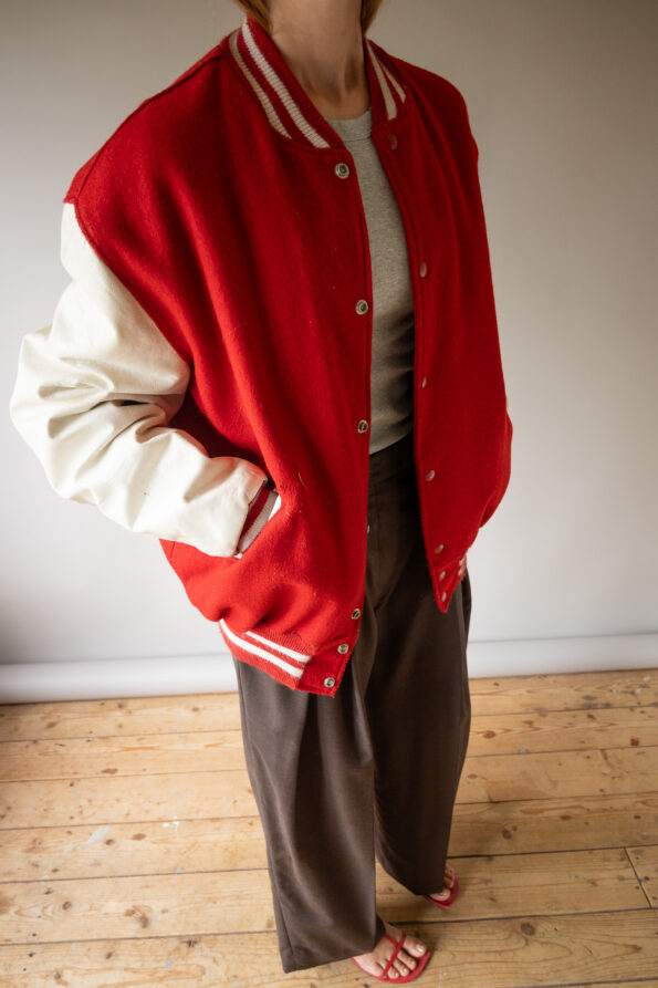 The vintage leather and wool varsity bomber jacket - Size up to 42 - Image 6