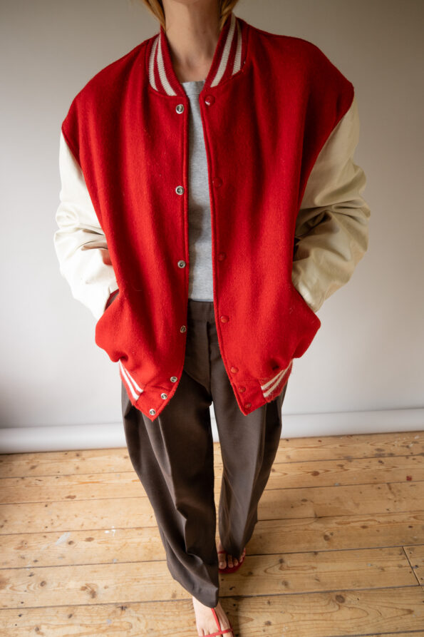 The vintage leather and wool varsity bomber jacket - Size up to 42 - Image 8