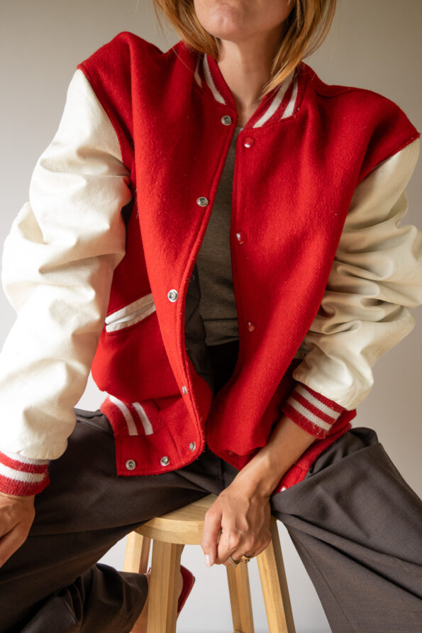 The vintage leather and wool varsity bomber jacket - Size up to 42 - Image 10