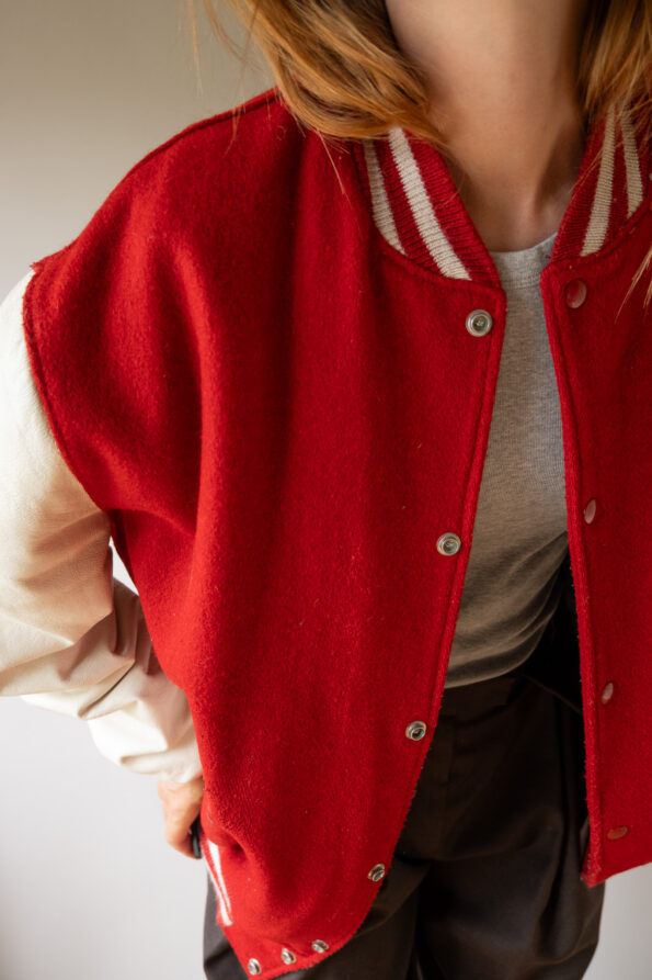 The vintage leather and wool varsity bomber jacket - Size up to 42 - Image 9
