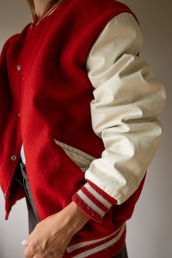The vintage leather and wool varsity bomber jacket - Size up to 42 - Image 11