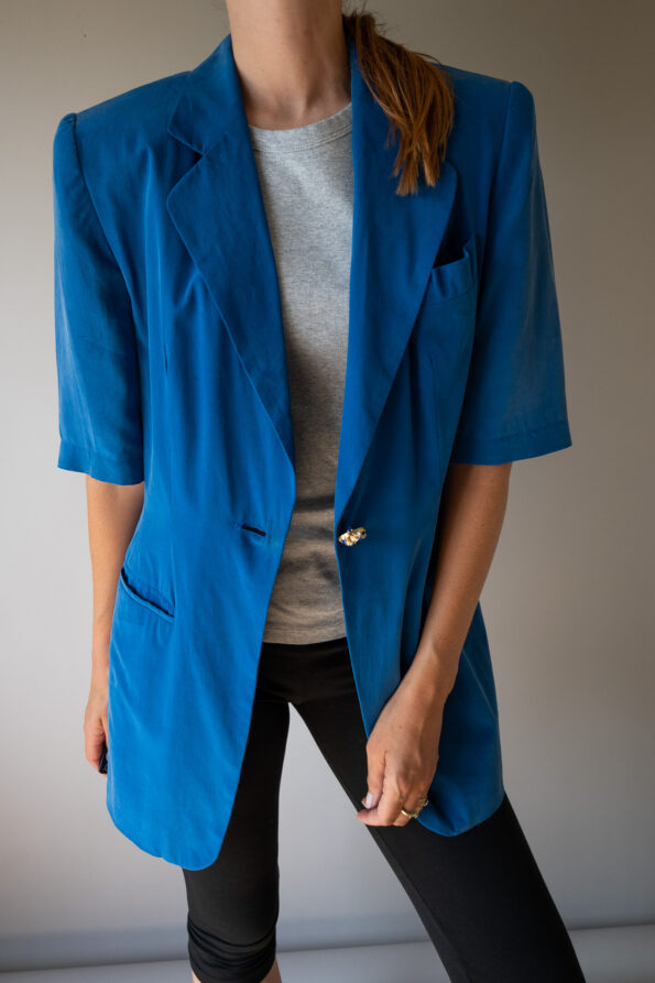 The 100% silk longline short sleeve blazer - Size up to 38 - Image 3