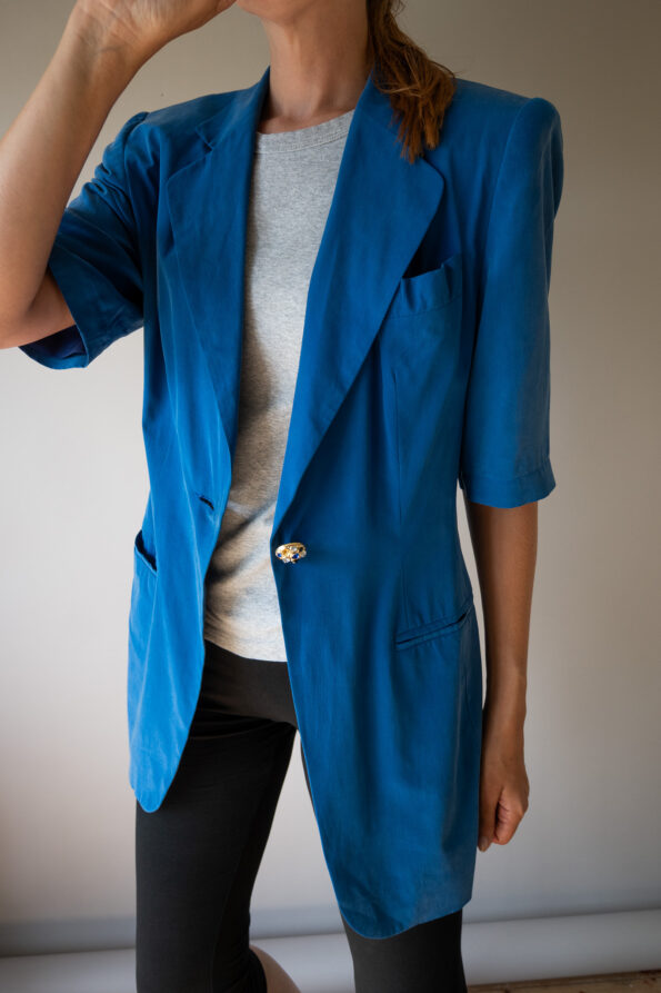 The 100% silk longline short sleeve blazer - Size up to 38 - Image 4