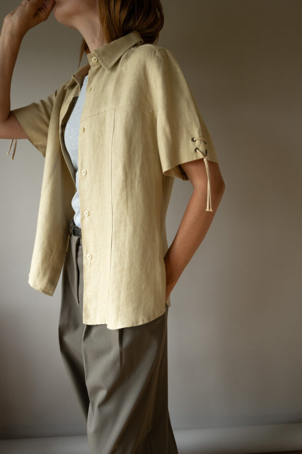 The 100% linen lacing detail blouse - Size up to 40 - Image 3