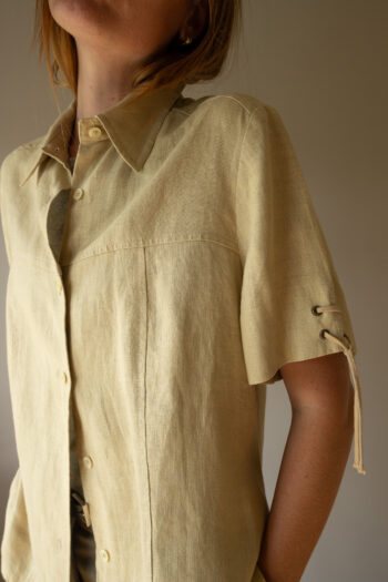 The 100% linen lacing detail blouse - Size up to 40