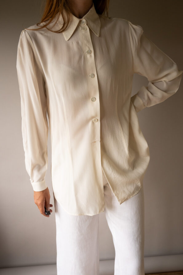 The 100% silk off white blouse - Size up to 38 - Image 2