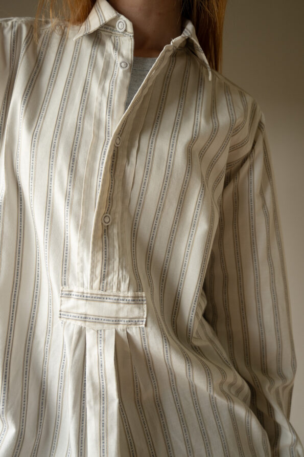 The striped cotton farmer shirt - Size up to L - Image 4