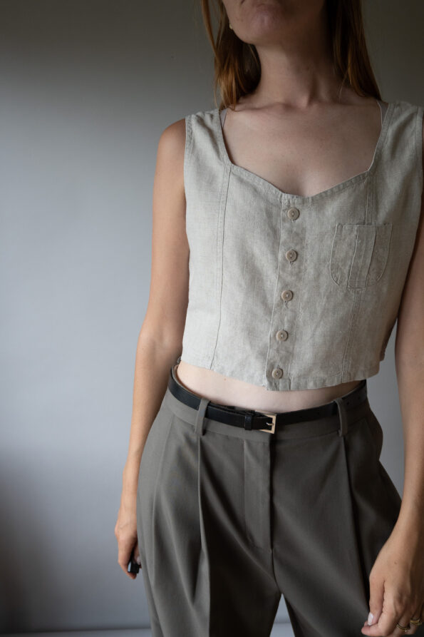 The 100% linen cropped waistcoat - Size up to 36 - Image 4