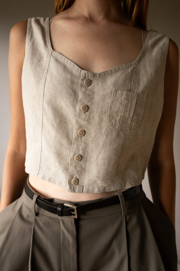 The 100% linen cropped waistcoat - Size up to 36 - Image 2