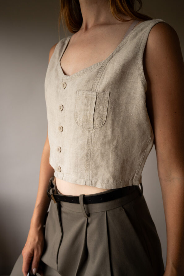 The 100% linen cropped waistcoat - Size up to 36 - Image 3
