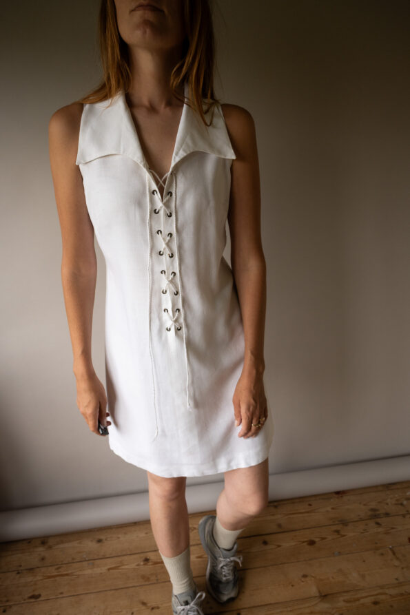 The lacing detail linen mini dress - Size up to 38 - Image 2