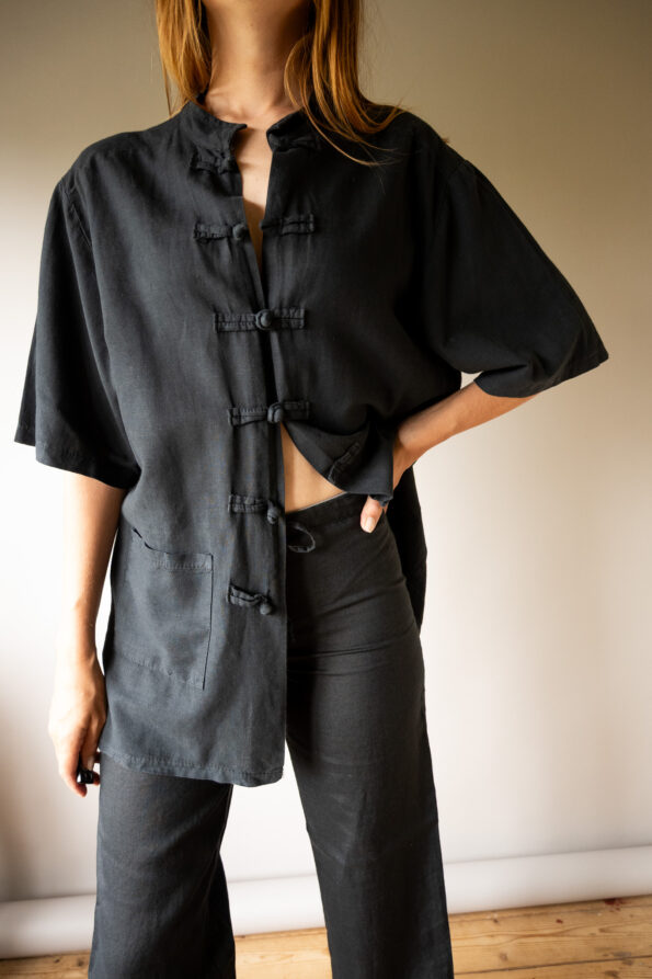 The 100% linen black straight fit pant - Size XS - Image 3
