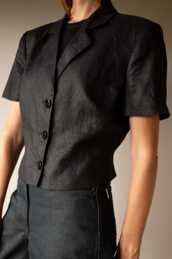 The 100% linen black short sleeve blazer - Size up to S